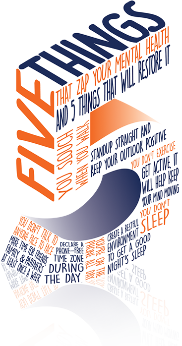 five things that zap your mental health and five things that restore it