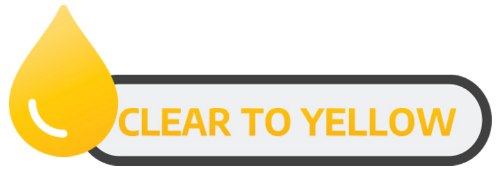 A yellow drop of liquid next to the text "clear to yellow"