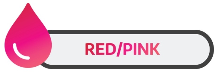 The words "red/pink" appears alongside a dark red drop of liquid