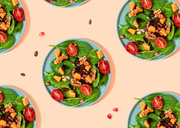 Array of salad plates