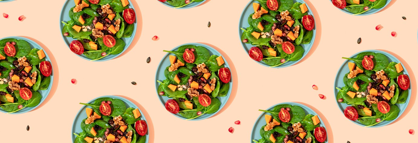 Array of salad plates