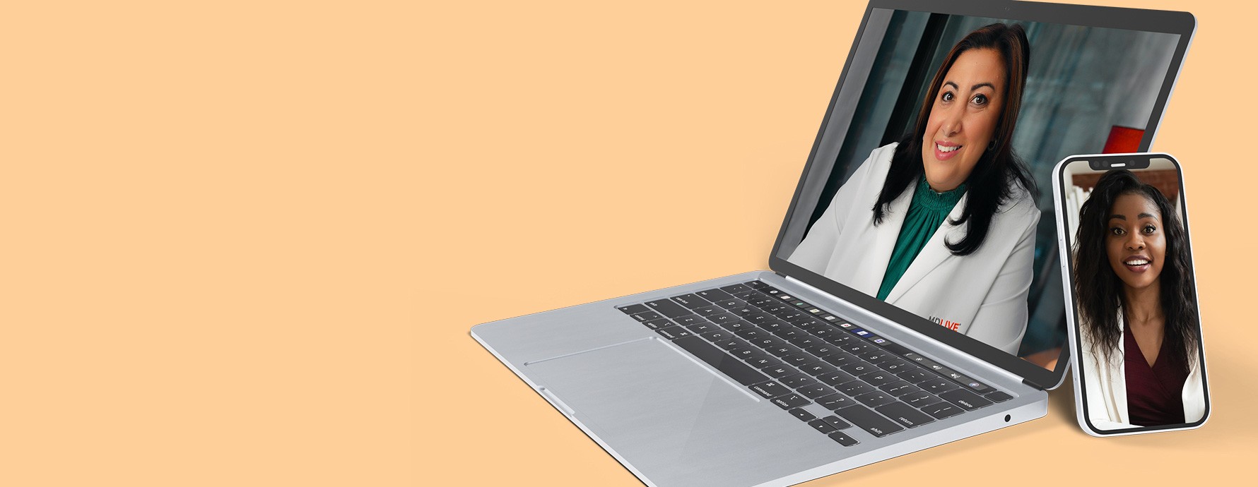 Laptop with a doctor on the screen