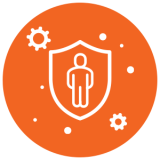 A person stands within a shield, representing their immune system's protection