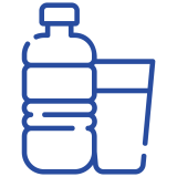 water bottle and glass